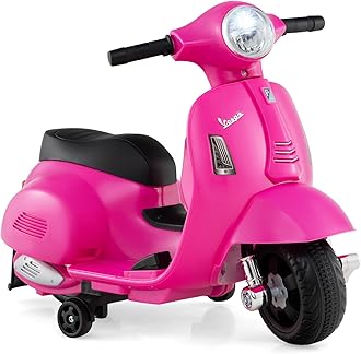 HONEY JOY Kids Motorcycle, Electric Vespa Scooter with Training Wheels, Headlight, Horn, One-Button Start, 6V Battery Powered Toddler Motorcycle, Ride On Toy, Gift for Boys Girls (Pink)