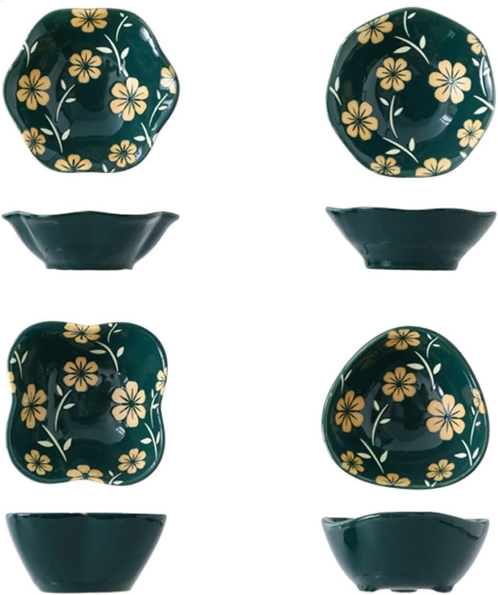 Appetizer Dish Seasoning Bowl 4 Dipping Bowl Ceramic Sauces Set Set Of Colorful Snack Bowl Ice Home Seasoning Plate (Color : 1) (2)