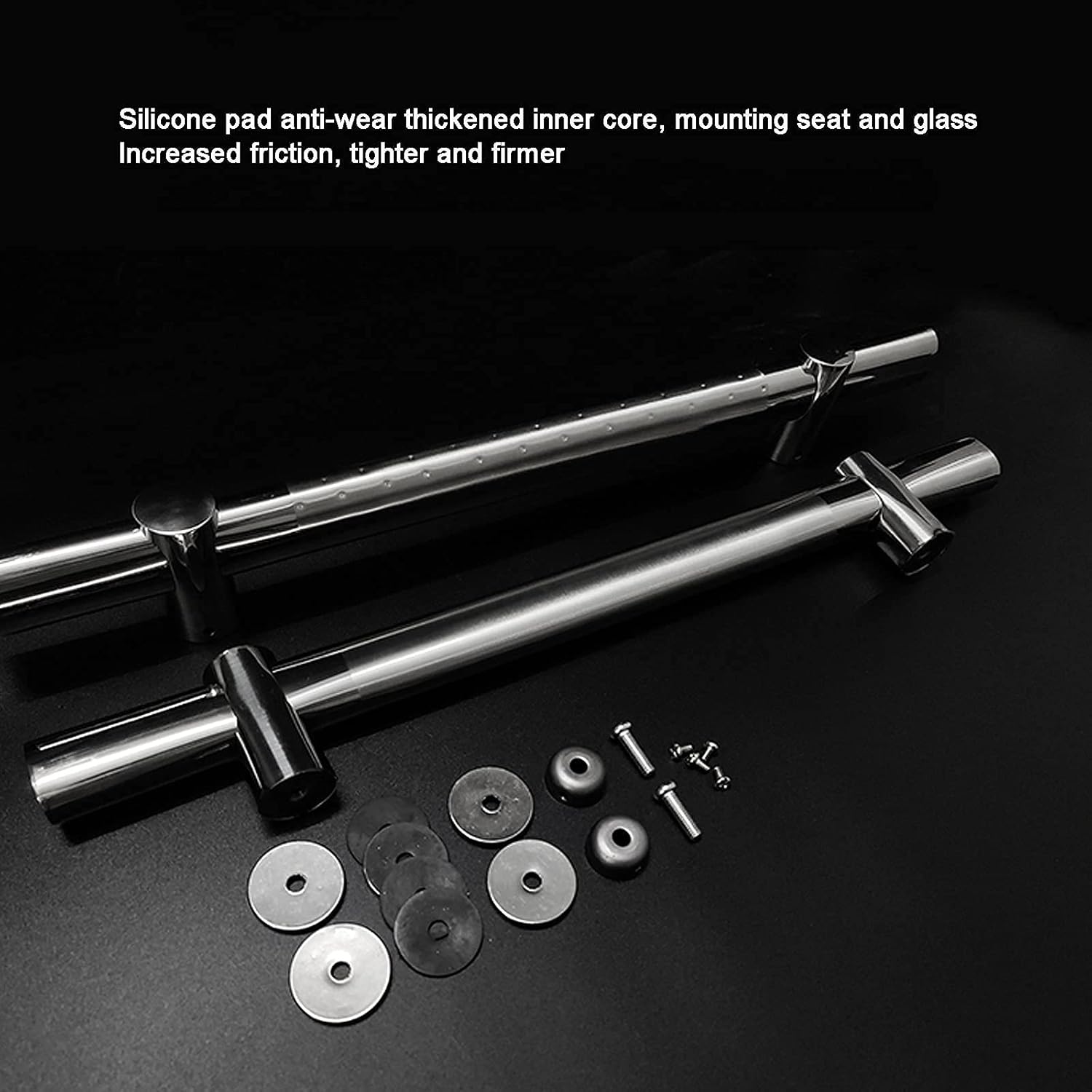 Heavy-Duty Stainless Steel Push Pull Door Handle, Commercial Glass Door Handle, Anti Slip Shower Grab Bar Handle Easy to Install, Silver(100 * 80cm)