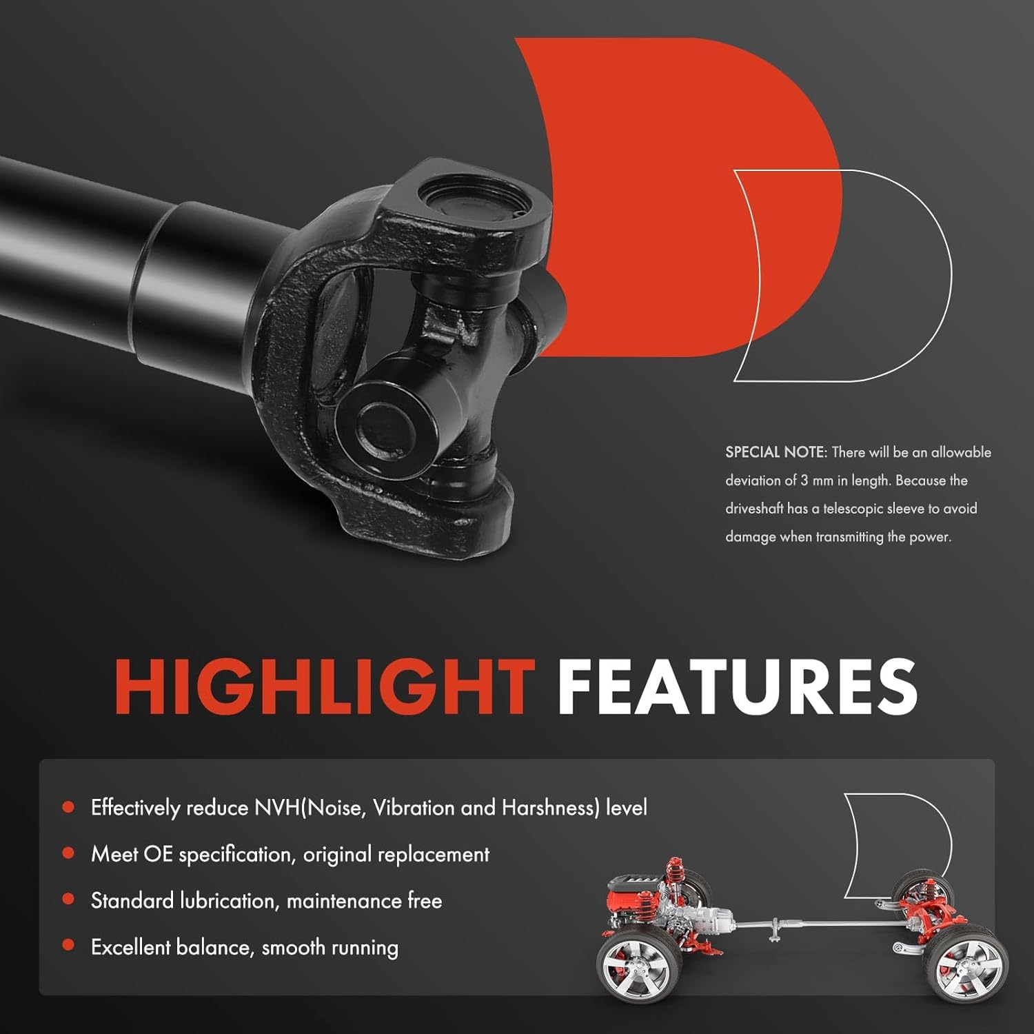 A-Premium Front Complete Drive Shaft Prop Shaft Driveshaft Assembly Compatible with Ford F-150 F-250 1983-1987 4WD, F-350 1982-1984 4WD, Bronco 1983-1987