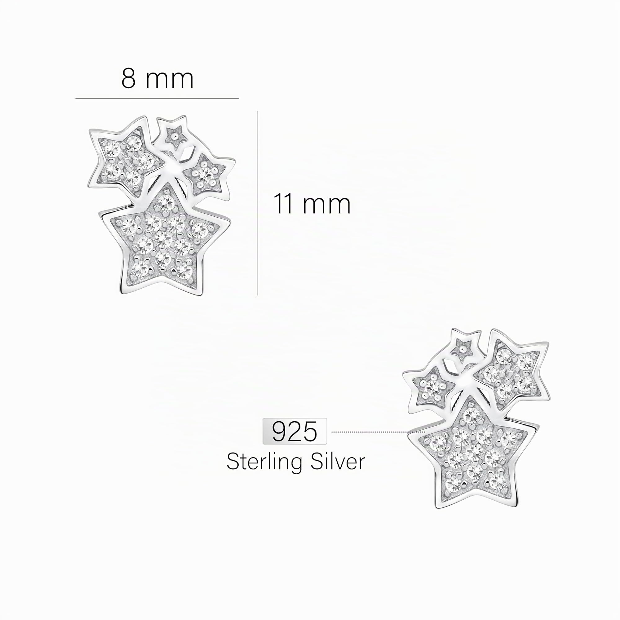 SOFIA MILANI - Damen Ohrringe 925 Silber - mit Zirkonia Steinen - Stern Ohrstecker - 20834