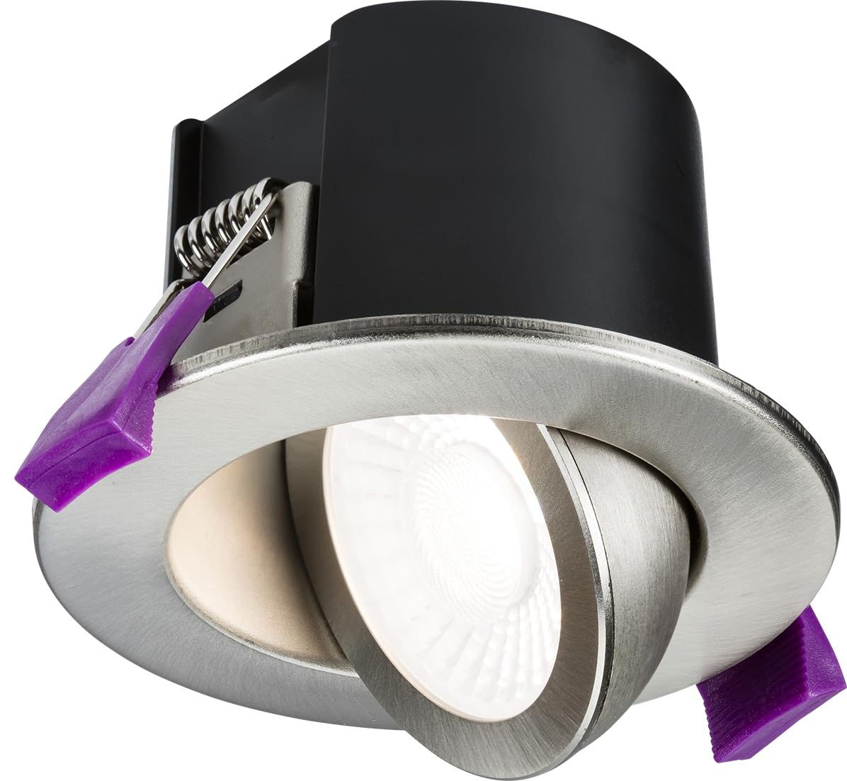 Knightsbridge SpektroLED Evo Tilt - Fire Rated IP65 Downlight with 2 x Wattage and 4 x CCT - Brushed Chrome