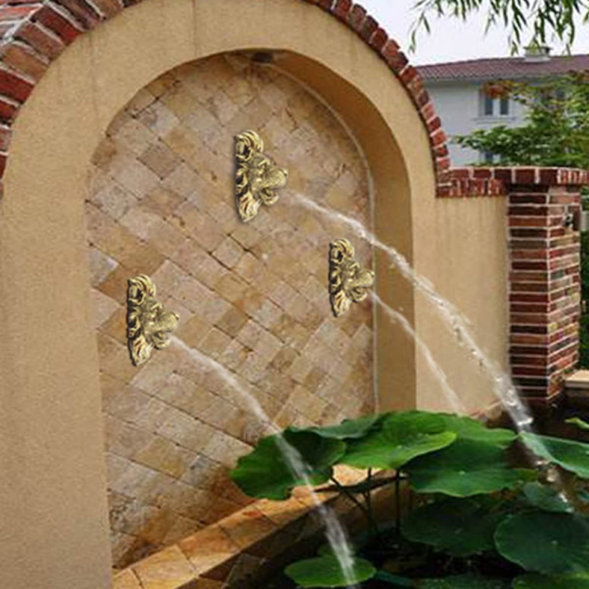 Housoutil Fuente De De Pared Caño De Fuente Rociador De Piscina De Pared Característica del Estanque De Decoración De Animales Cascadas Resina Natural Lavabo Jarra