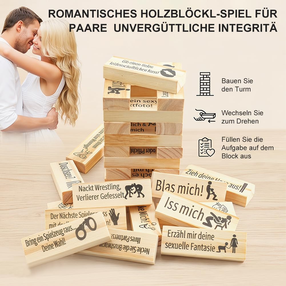 Lust Tower Games - Juego de torre de bloques súper travieso, Torre de San Valentín, bloques apilables, actividades para parejas y citas nocturnas, para parejas, adultos, fiestas nocturnas, juegos de
