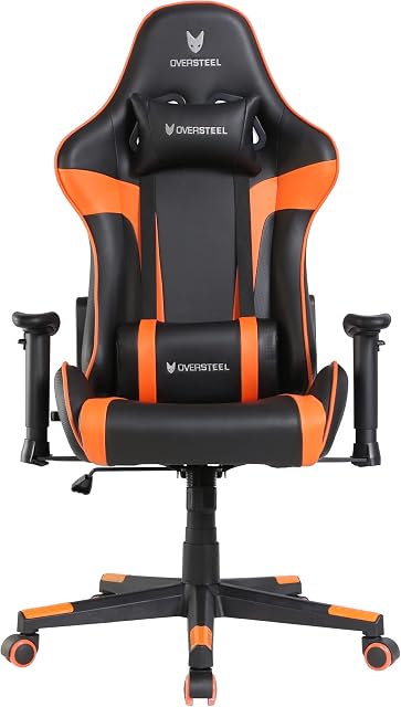 Oversteel - ULTIMET Professional Gaming Chair, Leatherette, 2D Armrests, Height adjustable, 180° Reclining Backrest, Class 3 Gas Spring, Up to 120Kg, Colour Orange