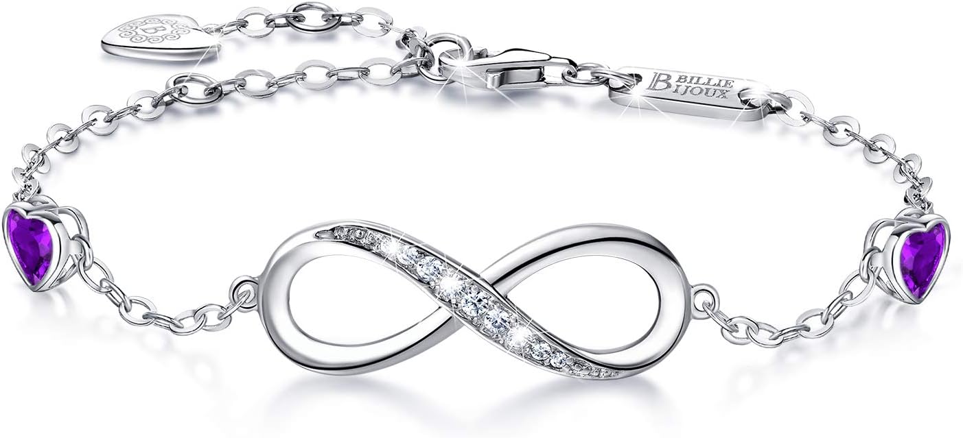 Billie BijouxInfinity Love Bracelets for Women 925 Sterling Silver Womens Bracelet Love Symbol Charm Adjustable Bracelet Jewelry