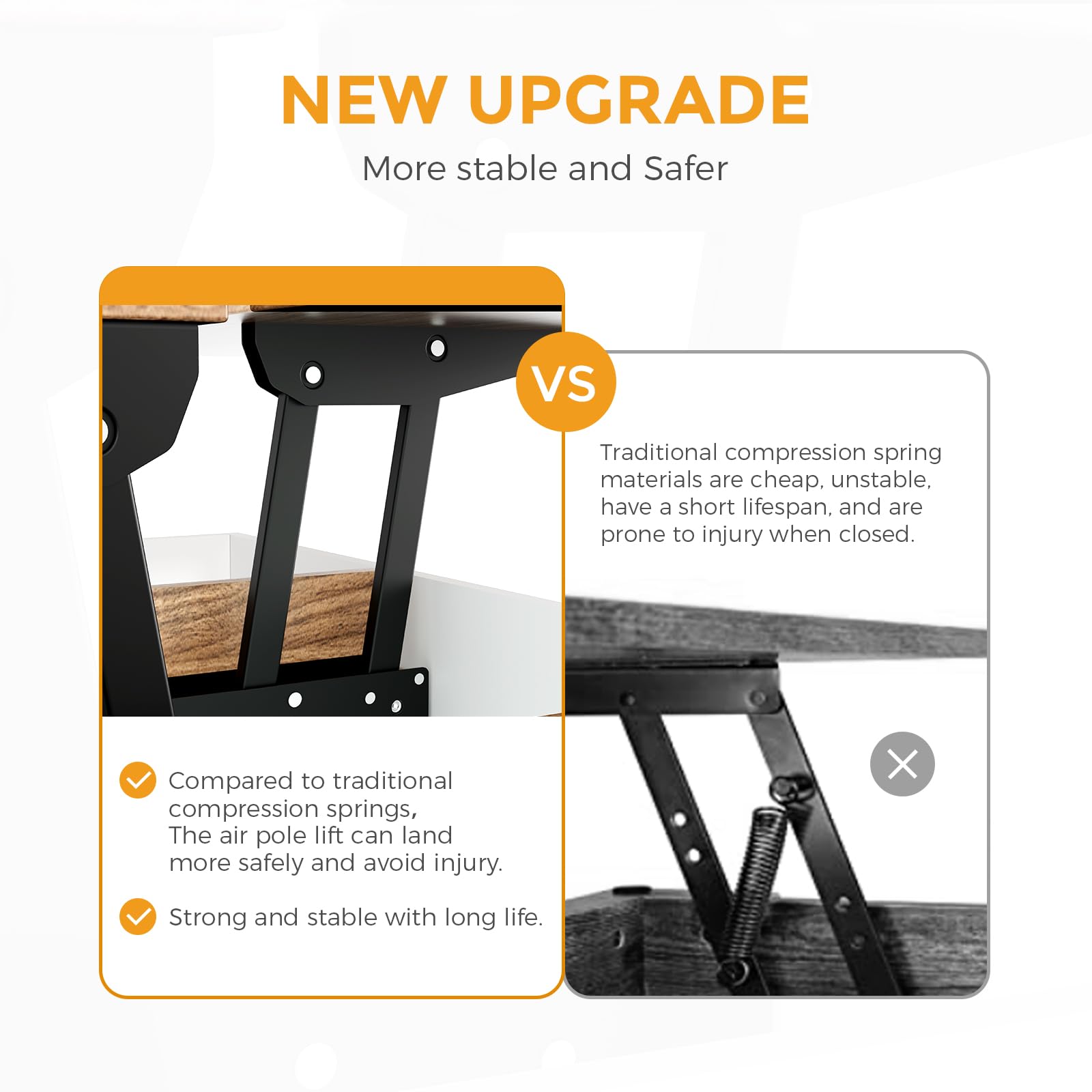 Bidiso Lift Top Coffee Table - Ten Minute Install Center Table with Hidden Storage, Rising Tabletop for Living Room, Rustic Brown