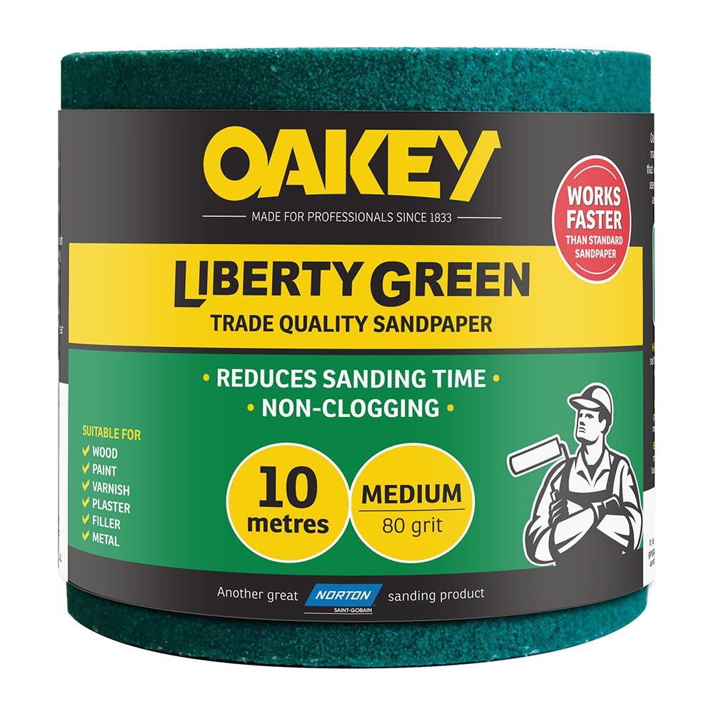 Oakey Liberty Green Sanding Roll 115mm x 10m Medium 80G OAK33217