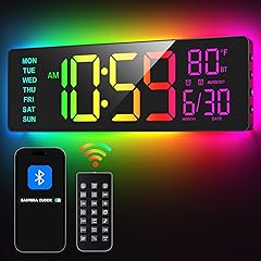 EASYERA 16 . 5 " Large Digital Wall Clock with BT Sync, RGB Lights with 11 Scenes Mode Remote EASYERA 16 . 5 " Large Digital Wall Clock with BT Sync, RGB Lights with 11 Scenes Mode Remote item