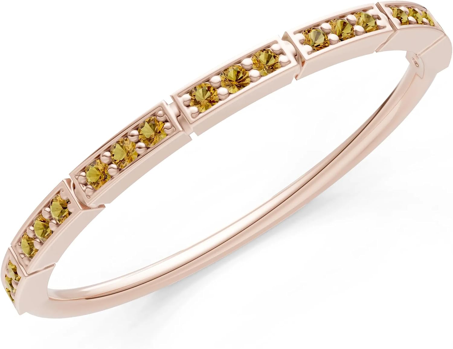 PEORA Round Cut Citrine Stackable Band Available in Solid 10K, 14K or 18K Ring – White, Yellow or Rose Gold