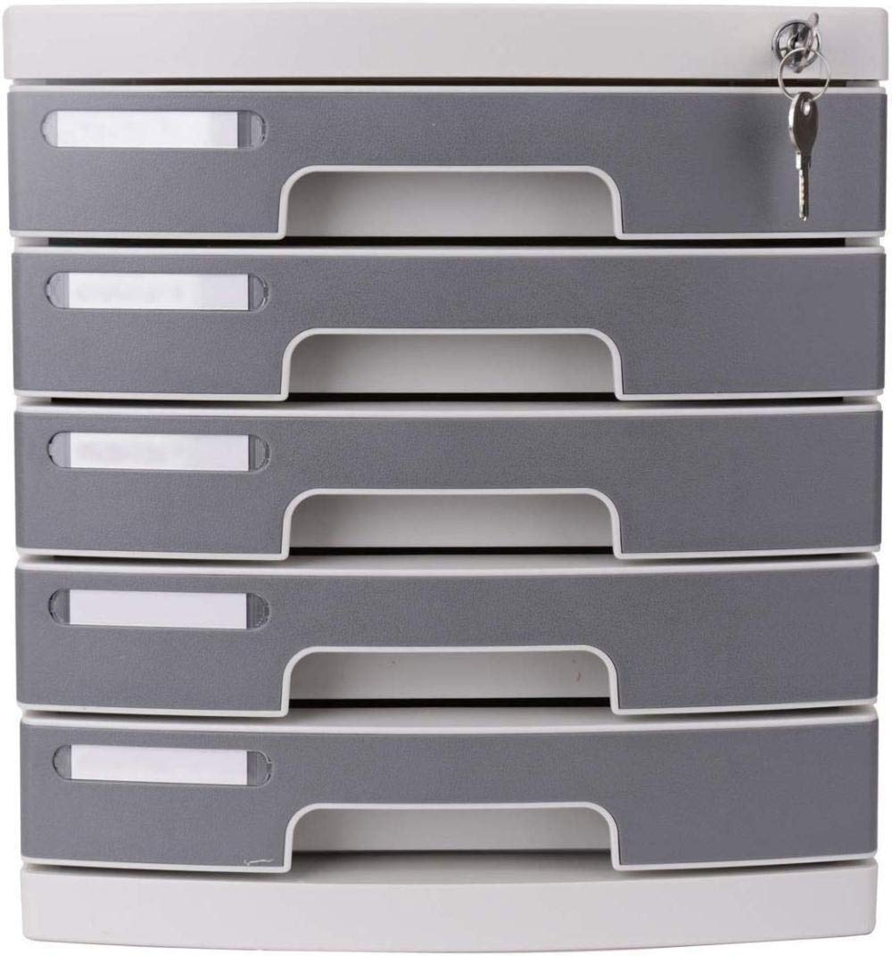 ASerZenith 5-Drawer Lockable Desktop File Cabinet Plastic Safety Storage Rack H32Xw39Xl30Mm Ideal For Home Office Nization And Document Protection