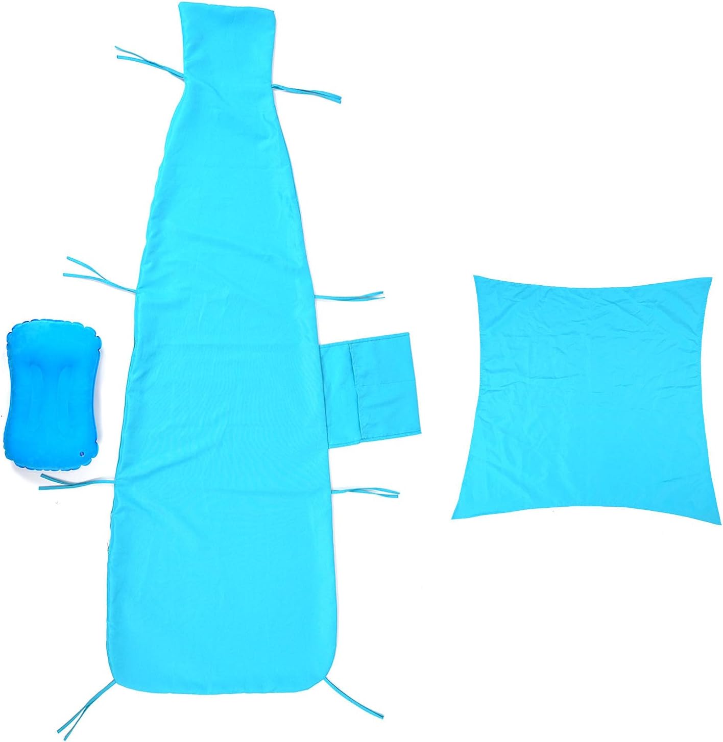 Replacement Cover for Outdoor Hanging Lounge Chair Cushion (Cover Only), Waterproof, with Umbrella Fabric and Inflatable Headrest, Patio Curved Chaise Hammock Swing Lounger Cushion Cover （Sky blue）