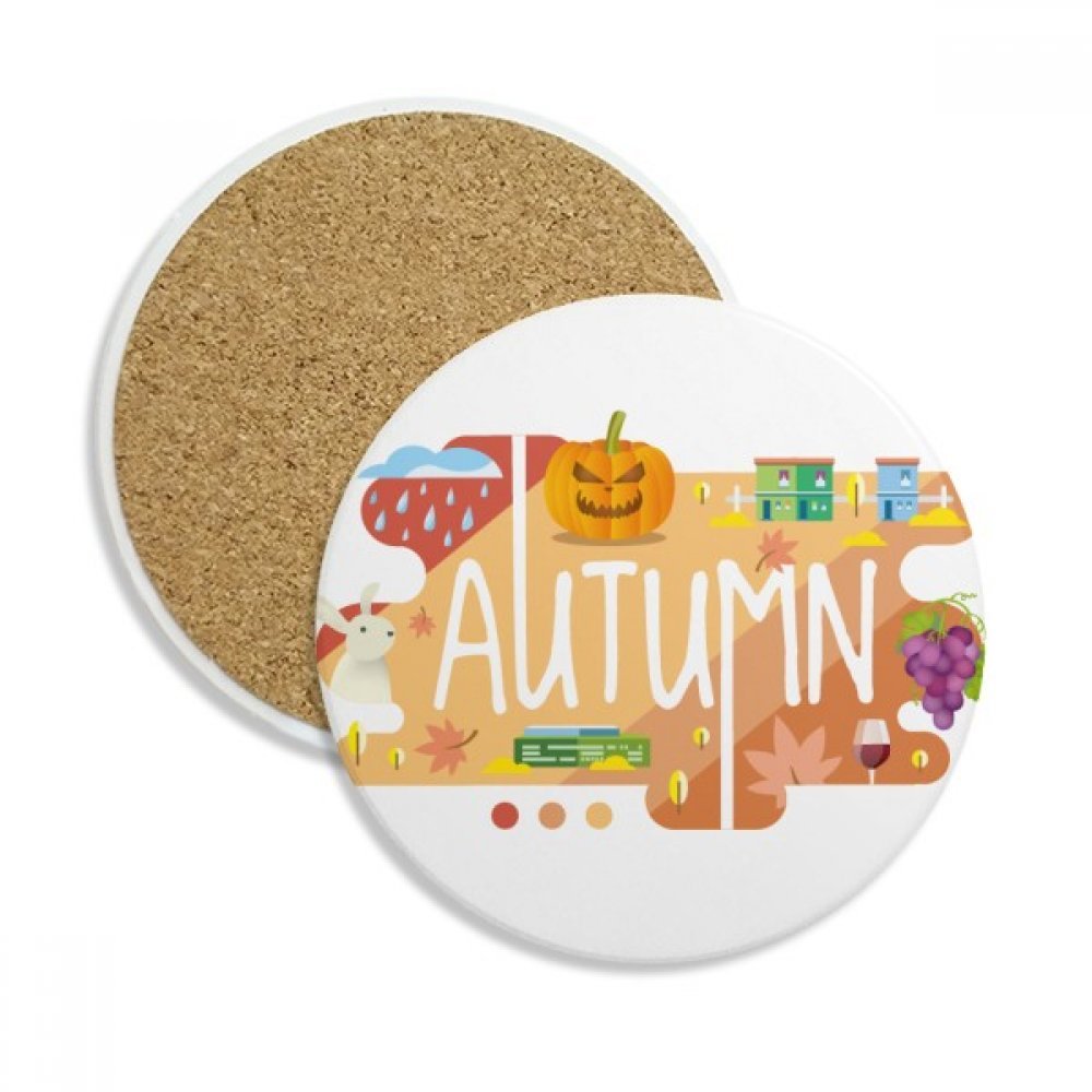 Mug et dessous de verre céramique d'automne : support absorbant pour boissons