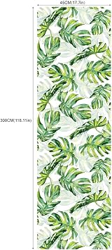 Self Adhesive Vinyl Tropical Green Palm Shelf Liner Contact Paper Dresser Drawer Cabinets Liner Furniture Paper Wall Sticker Peel and Stick Tropical Wallpaper 17.7x117 Inches