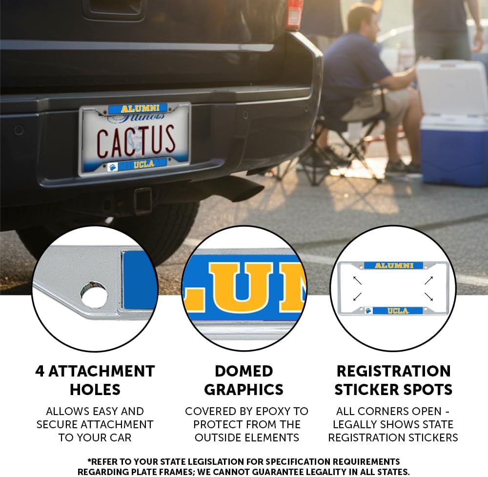 Desert Cactus University of California Los Angeles Car Accessories Metal License Plate Frame and Tag Holder for Front or Rear of Car (Alumni)