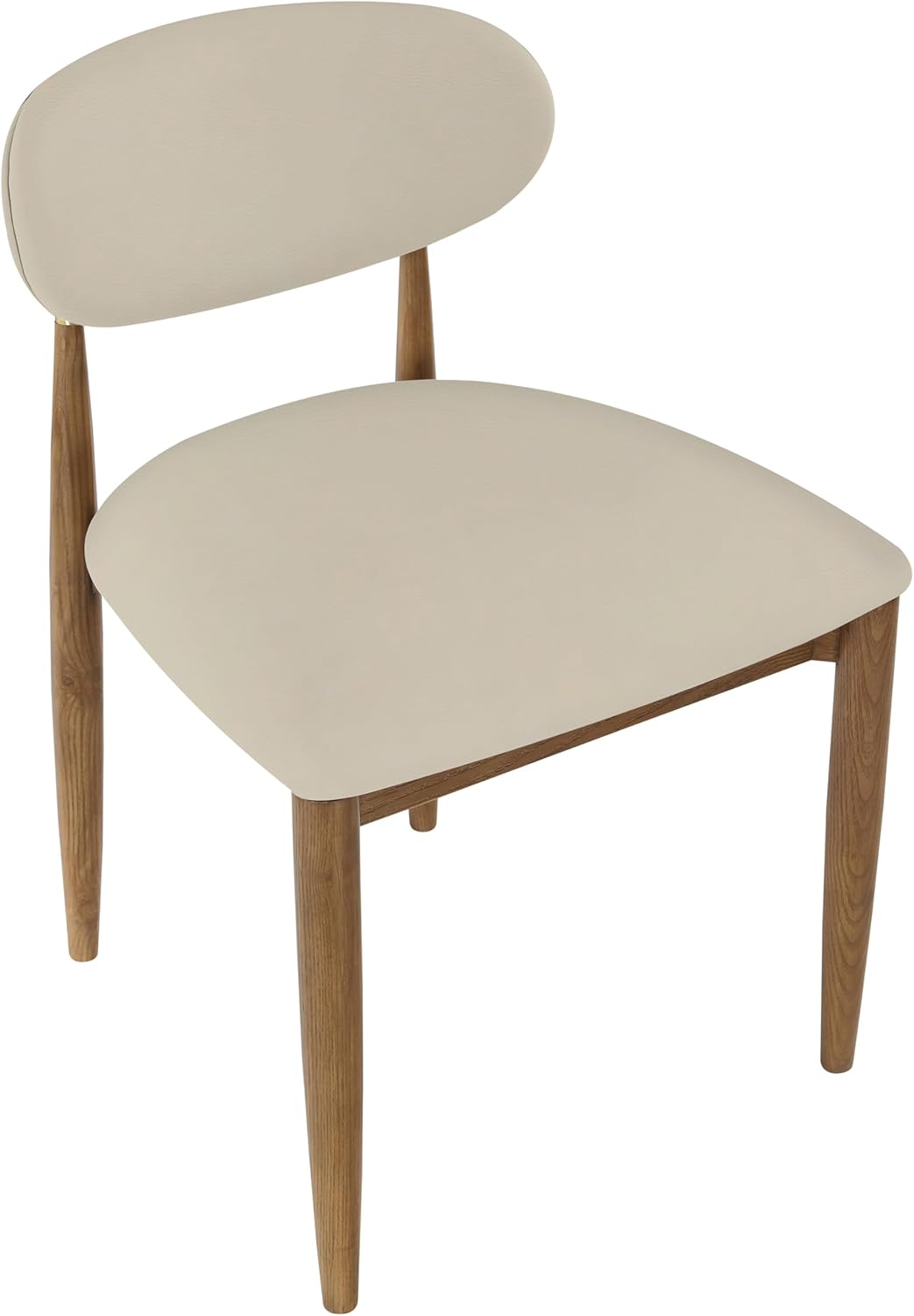 Meridian Furniture 11018Beige-SC Riccio Collection Modern | Contemporary Dining Side Chair with Beige Vegan Leather, Walnut Ash Wood, Brass Iron, 21" W x 20" D x 29.5" H, Beige, Set of 2