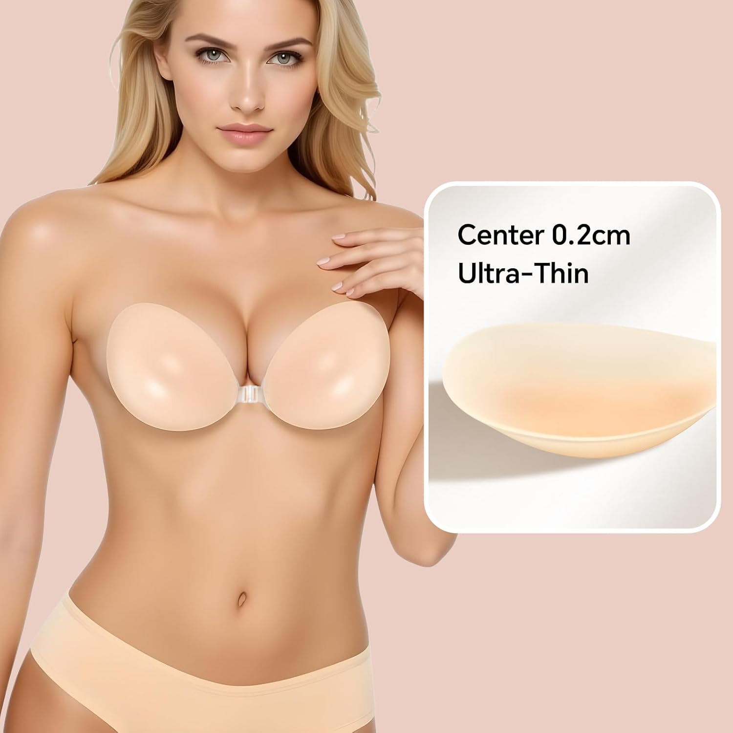 Adhesive Bra for Women Sticky Silicone Invisible Push up Bra for Backless Dress - Image 2