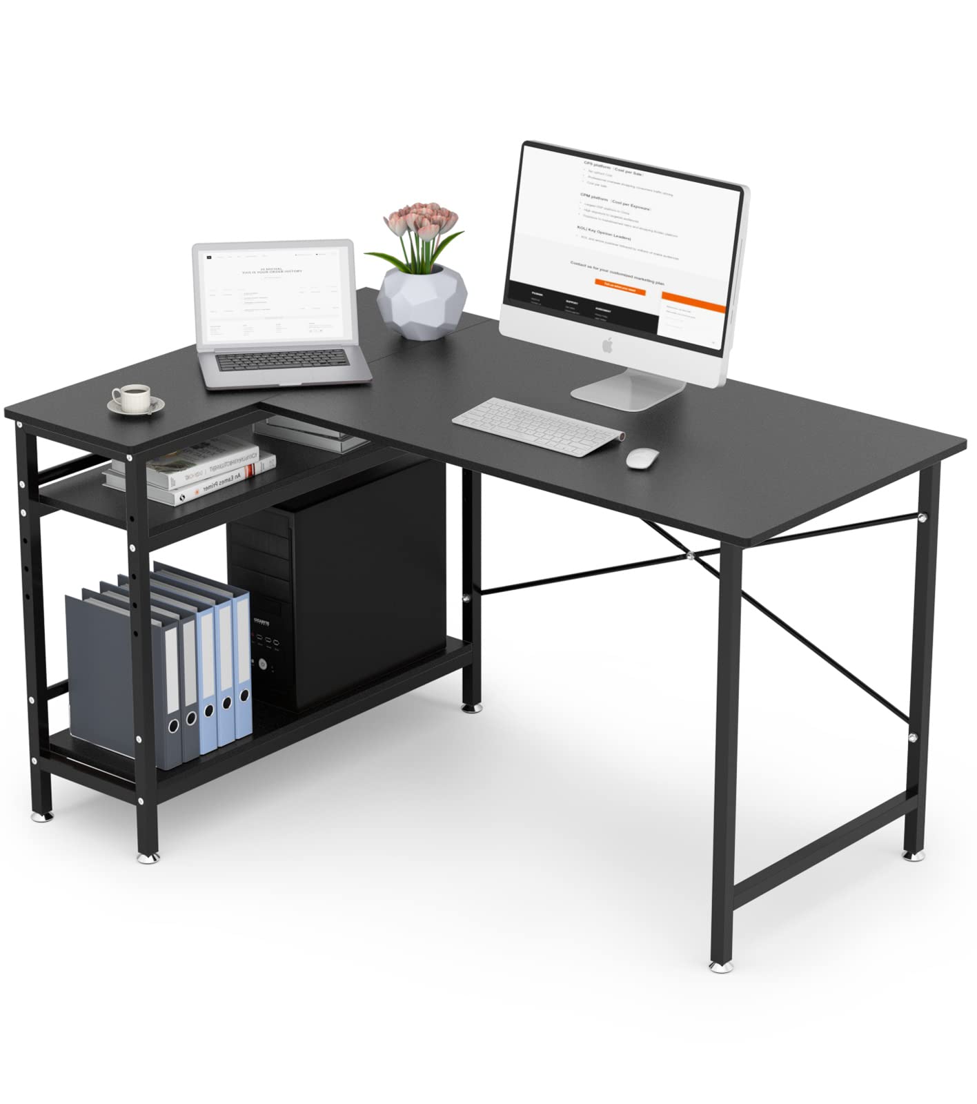 Amazon | DEWEL パソコンデスク L字型 幅130cm コーナーデスク 左右 