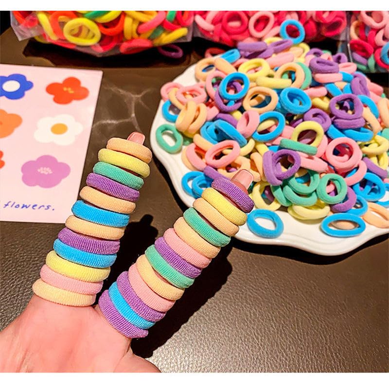 Image of 300Pcs Multicolor Rubber Bands for Women & Girls | Hair Rubber Band Set | Ponytail Bands | Small Rubber Ties for Hair | Soft Hair Ties | Elastic Bands and Clips Accessories Use in Everyday Life