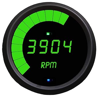 LED Digital/Multi Programmable Tachometer 3 3/8", 9999 RPM, 1-2-4-6-8-10-12 cyl, Black Bezel