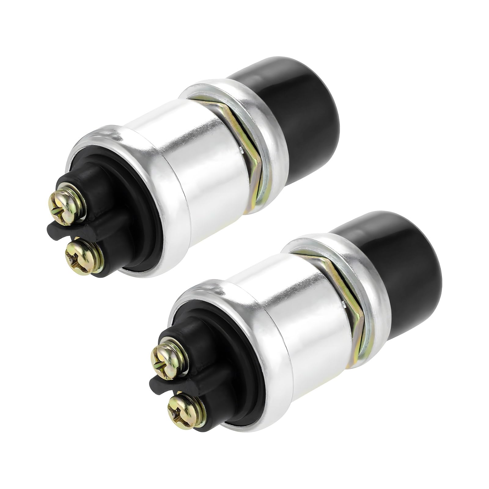 Ohleats 2 PCS Push Button Momentary Starter Switch, 12V/24V Horn Engine Start Switch Replacement, Waterproof Momentary Switch Starter for Truck Tractor Marine Boat, Car Accessories (Black)-image-5