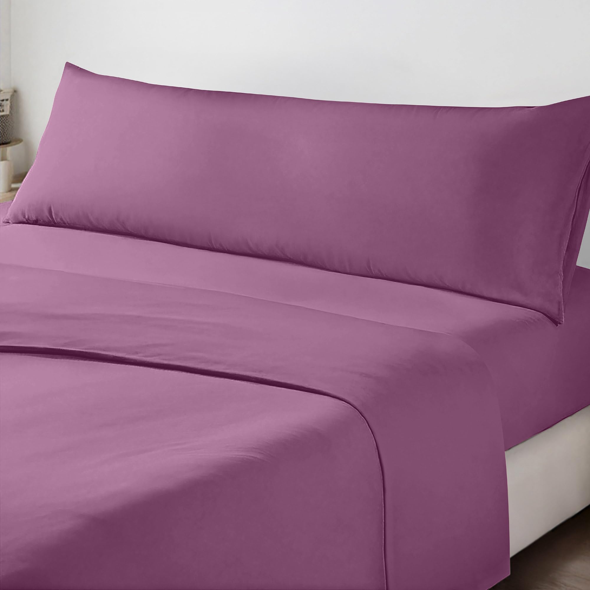 HIPERMANTA Juego de sábanas de Microfibra 100% poliéster de Primavera-Verano para Cama de 105 cm. Morado