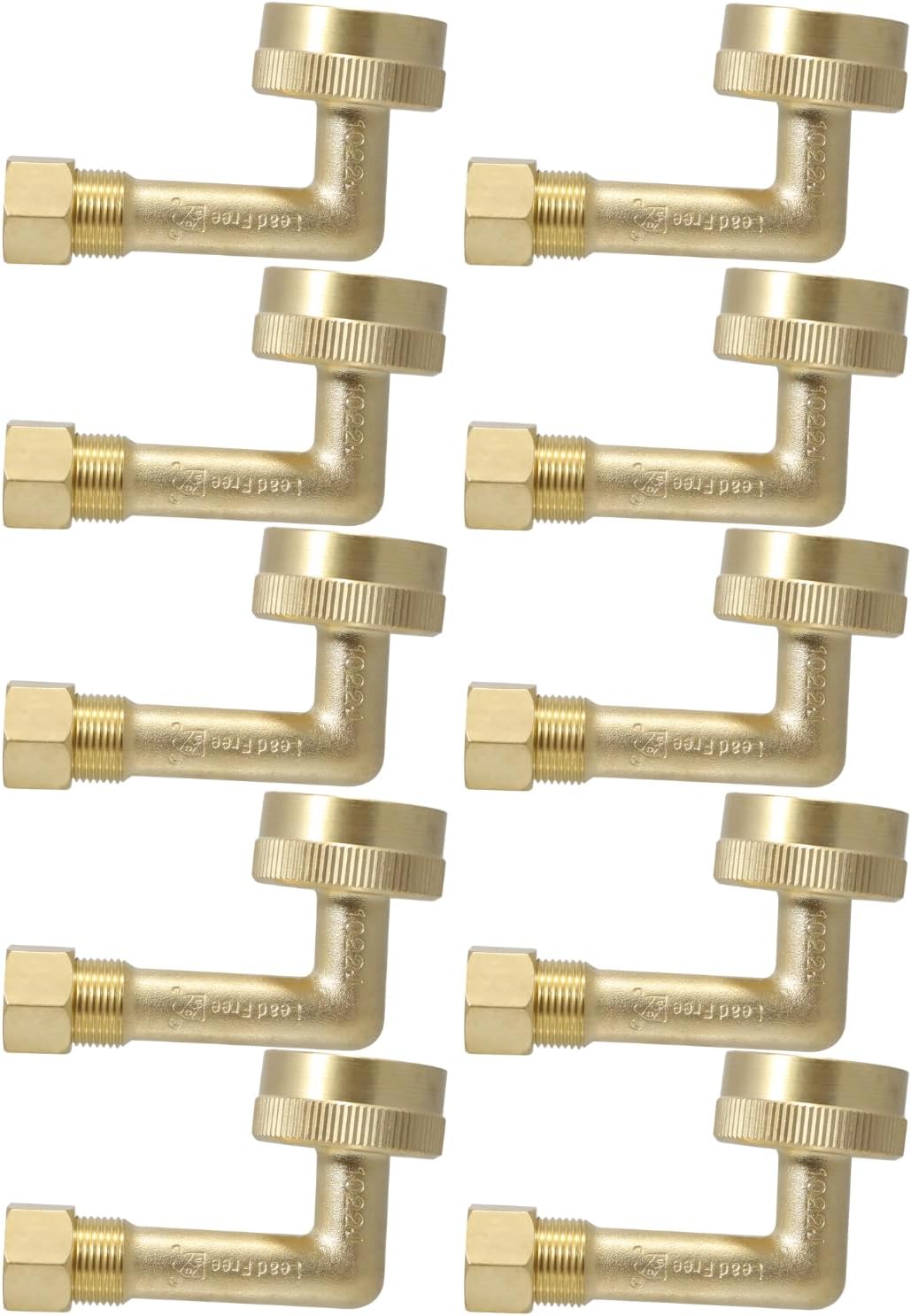 10 Pieces XFITTING 3/8" OD Compression x 3/4" Female FHT Dishwasher Elbow, Brass, 10 Packs