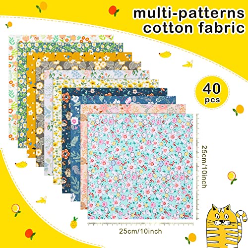 40 Pcs 10 X 10 Inches Cotton Fabric Bundle Squares Precut Fabric Squares Multi Color Floral Fat Squares Sheets For Kids Diy Craft Quilting Sewing (Vintage Patterns) #TOP1