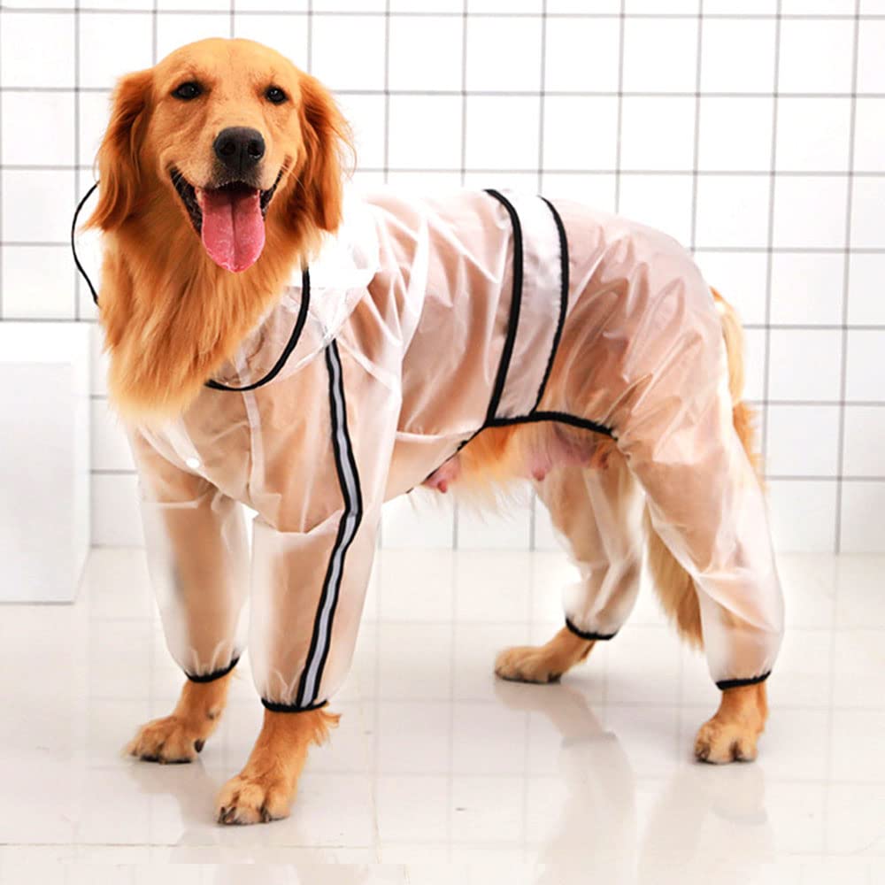 Impermeable para Perros, Impermeable for Mascotas, Cachorro de Cuatro Patas, con Capucha, Transparente, Impermeable, Ropa for Perros Grandes, for Animales(3XL)