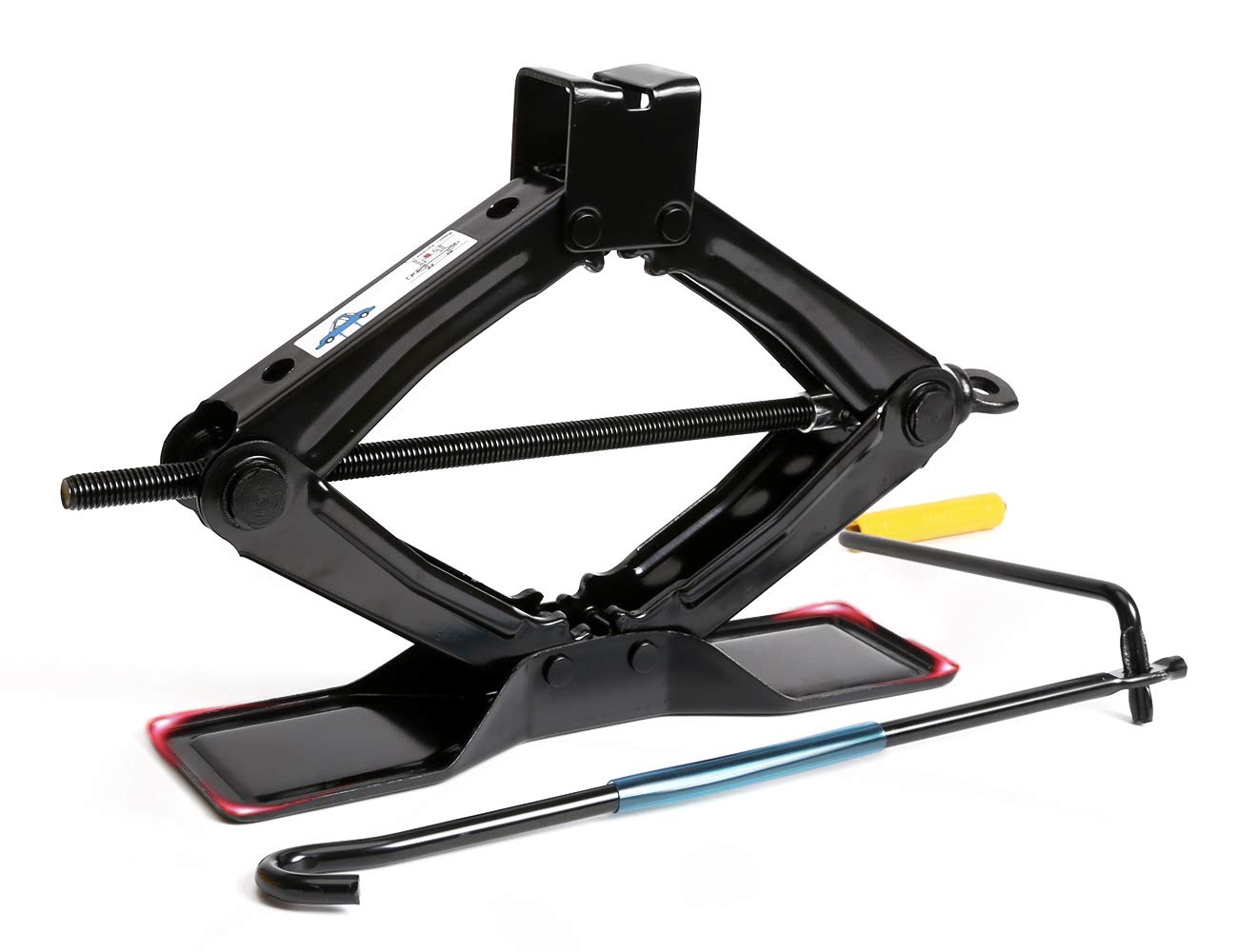 LEADBRAND LeadStand Black Steel Scissor Jack, 1.5 tons (3,000lbs) Capacity, Oversize Base with Crank Handle