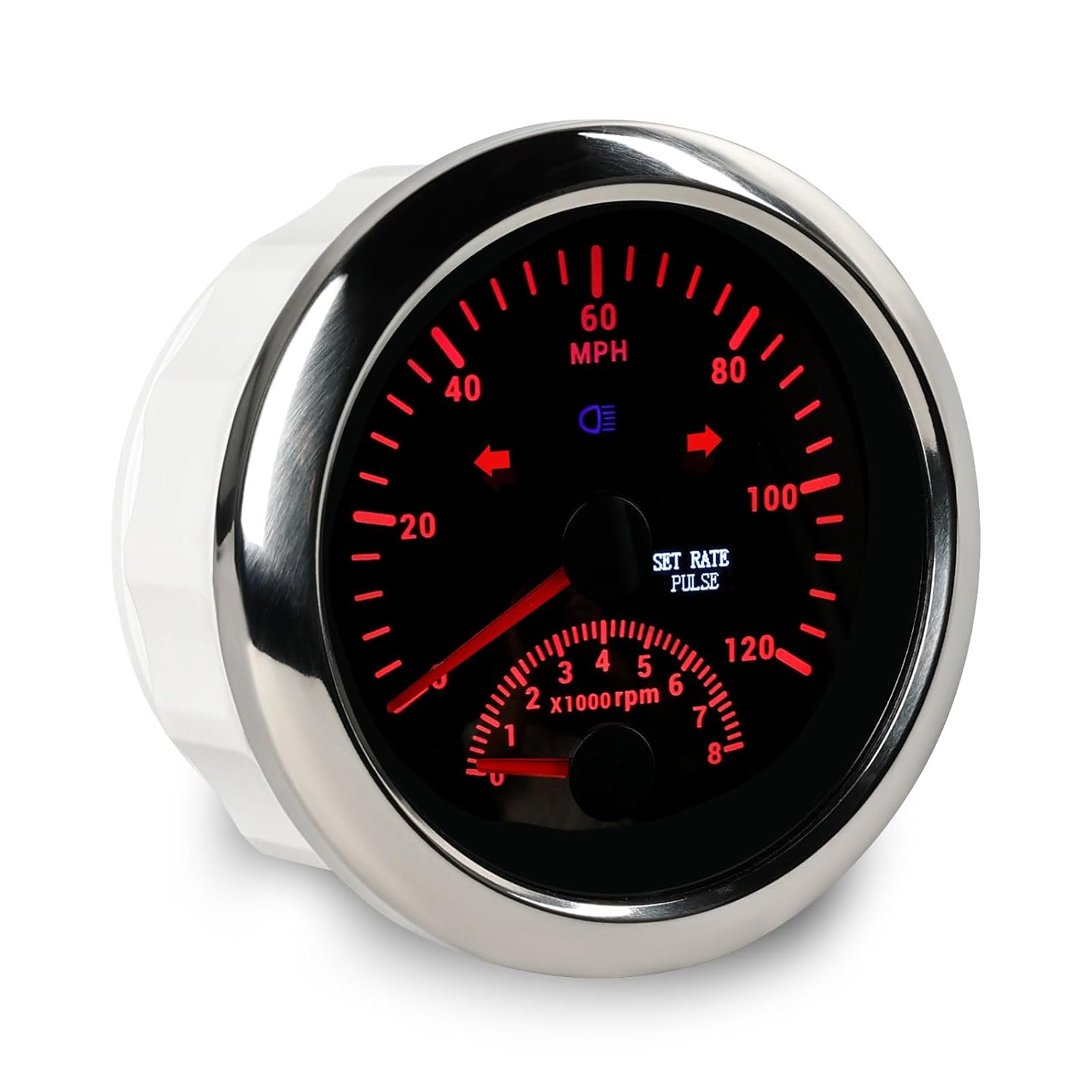 WATERWICH 3-3/8" 85mm Tachometer 8000RPM GPS Speedometer 120MPH Marine Speed Gauge 2in1 Waterproof for Boat Car Truck Vehicle Motorcycle Tractor