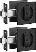 Vista 13 de Paquete de 1 cerradura de puerta de bolsillo dorada, herrajes para puerta de bolsillo con indicador rojo-verde, manijas de puerta de bolsillo