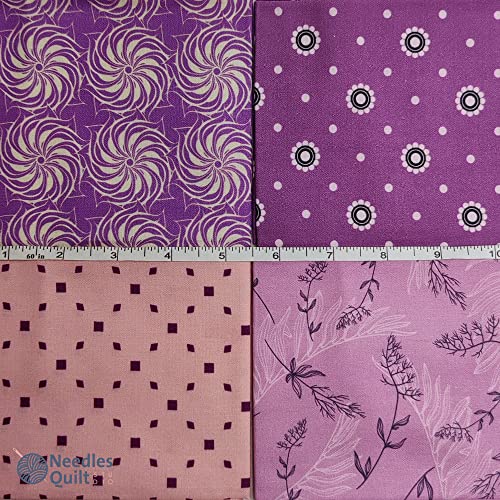Needles Quilt Studio - Fat Quarter & Jelly Roll Bundle Pack (Amethyst Garden) | Cotton Strips Bundles For Quilting - Jelly Rolls For Quilting Fabrics Quilters & Sewing Precuts Cloth For Quilts #TOP4