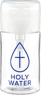 Needzo Push Down Pump Holy Water Bottle, Refillable 100 ml Containe | Moulded Materials, Push Down Pump Dispenser Top, Blue Cross Accent, 4 Inches