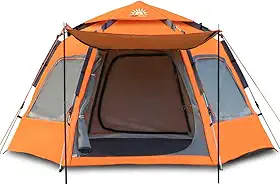 Barraca de Camping 6-8 Person Tenda de Acampamento Pop-up Automática com 2 Portas e 4 Janelas