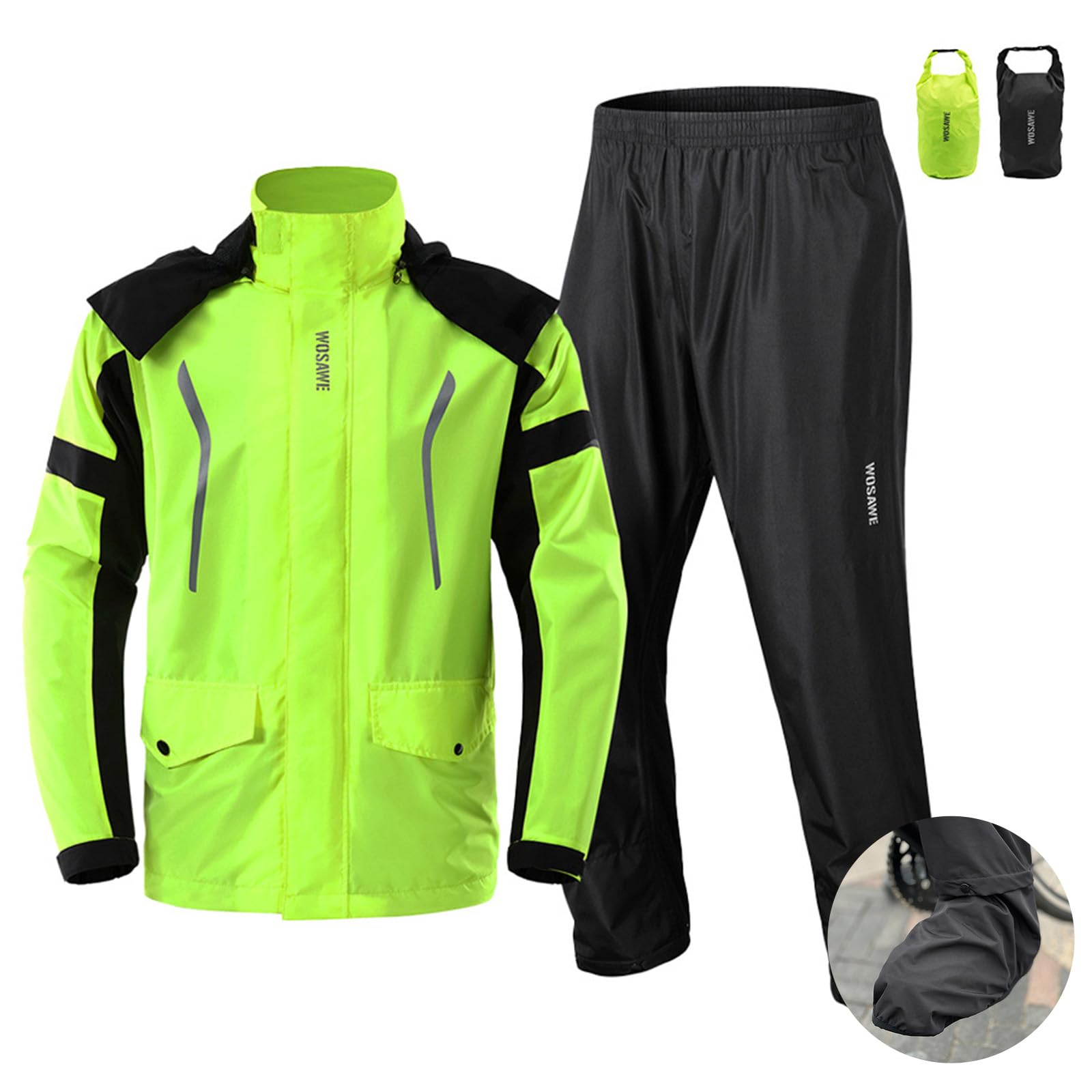 Regenanzug Herren & Dame, Wasserdichter Regenmantel, Regenbekleidung (Jacke + Hose), Atmungsaktives Regenjacke, Motorrad Regenanzug, für Fahrradfahren Radfahren Camping Wandern