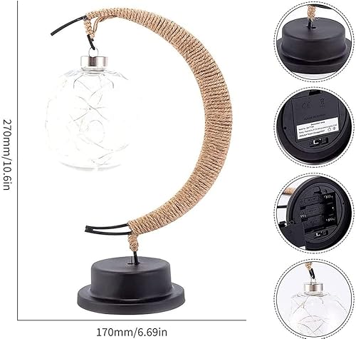 Miniatura 3 de Lámpara lunar encantada, lámpara LED colgante de luna, luz nocturna conmemorativa, adorno de Navidad para el hogar (manzana morada)