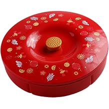 Chinese New Year Sweets Box,Red Divided Serving Tray Food Storage Container Easy to Clean Use Snack Box for Chinese New Year Wedding Festival 30x30x7.5cm
