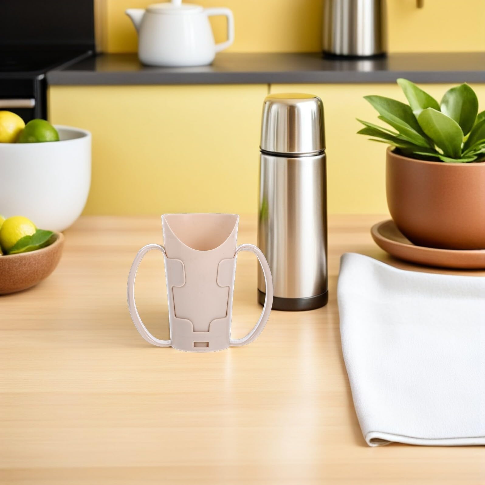2piezas Taza para Beber para Lactancia Vasos con Recorte de Molde Nariz y Asas Vaso de Plástico para Bebidas para Adultos Mayores para Rehabilitación de Terapia Hospitalaria Taza