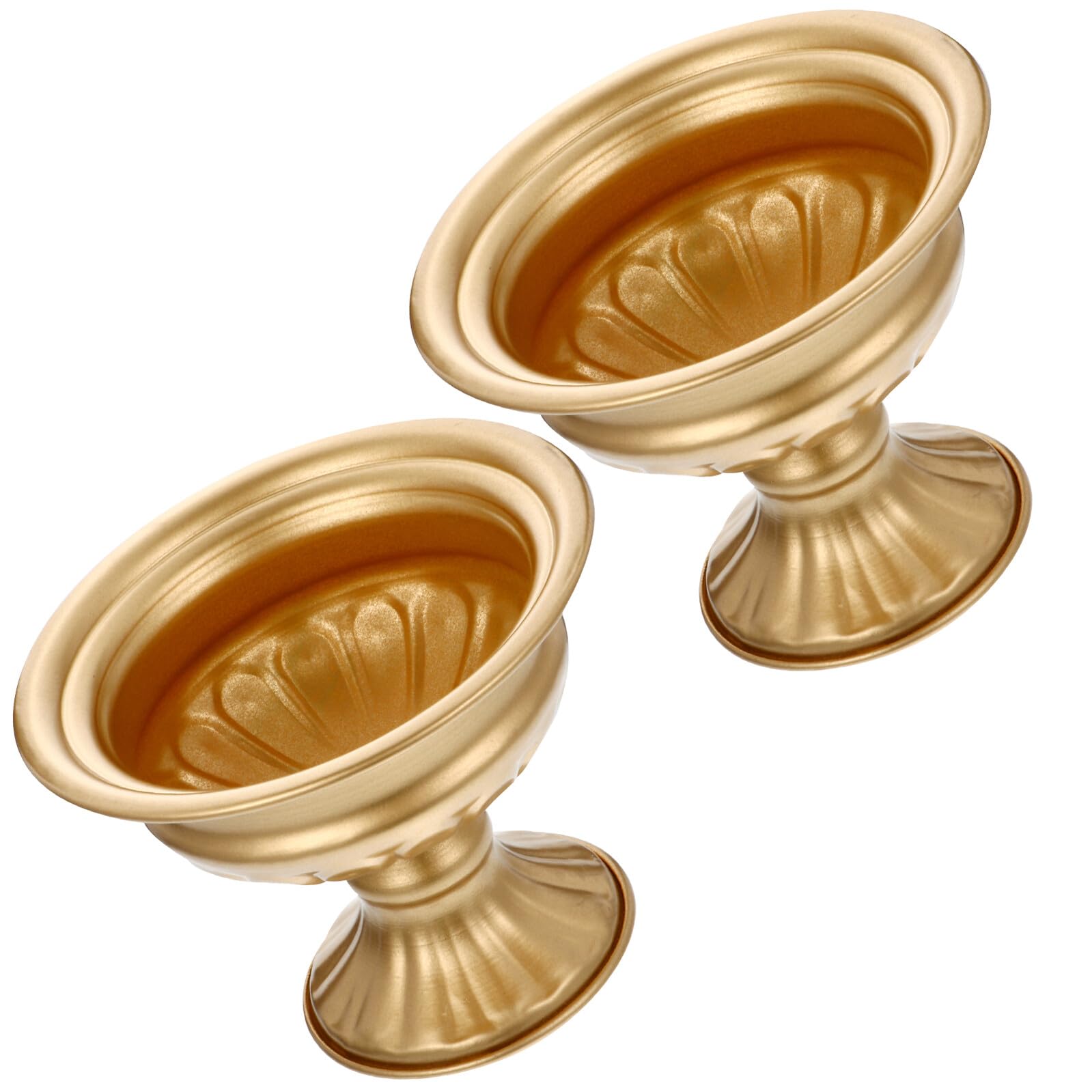 Set 2 Vasi Superficie Liscia Color Oro Stile Europeo Retrò in Ferro come Centrotavola per Fiori Artificiali per Matrimoni e Decorazioni Casa