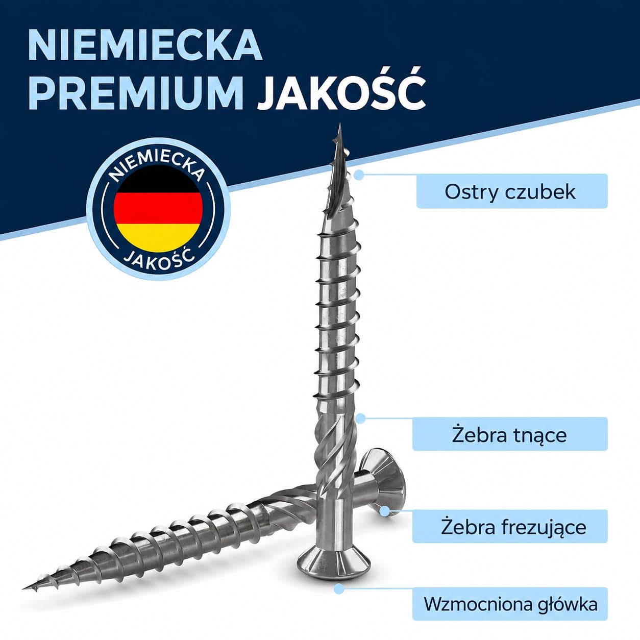 Wkręty tarasowe ze stali nierdzewnej A2 (V2A) TX25 5x80 mm – 800 szt. – Wkręty do desek tarasowych z częściowym gwintem