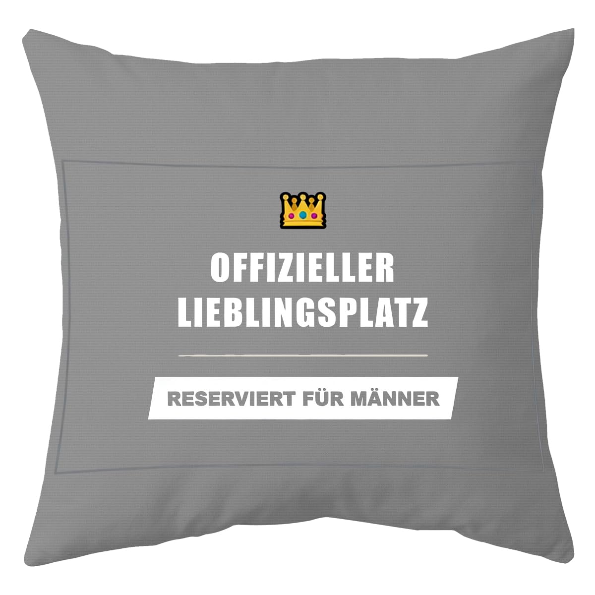 teikart Official Favourite Place Gift Cushion Cover 45 x 45 cm, Funny Gifts for Men, Decorative Cushion with Crown & Reserved, Birthday Gift for Men, Personalised Men's Gifts