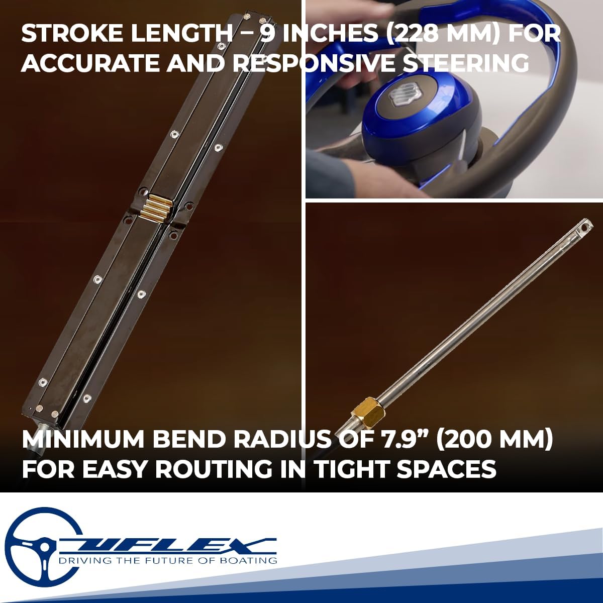 Uflex M86X12; Cable Steering 12 Ft Rack Made by Uflex, Black