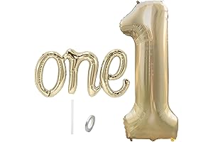 Giant Number 1 and Script 'One' Balloons for 1st Birthday