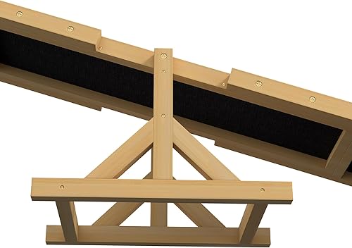 Miniatura 8 de PawHut Balancín de madera para perros para entrenamiento y ejercicio, equipo de plataforma, juguete para correr, suministros para mascotas