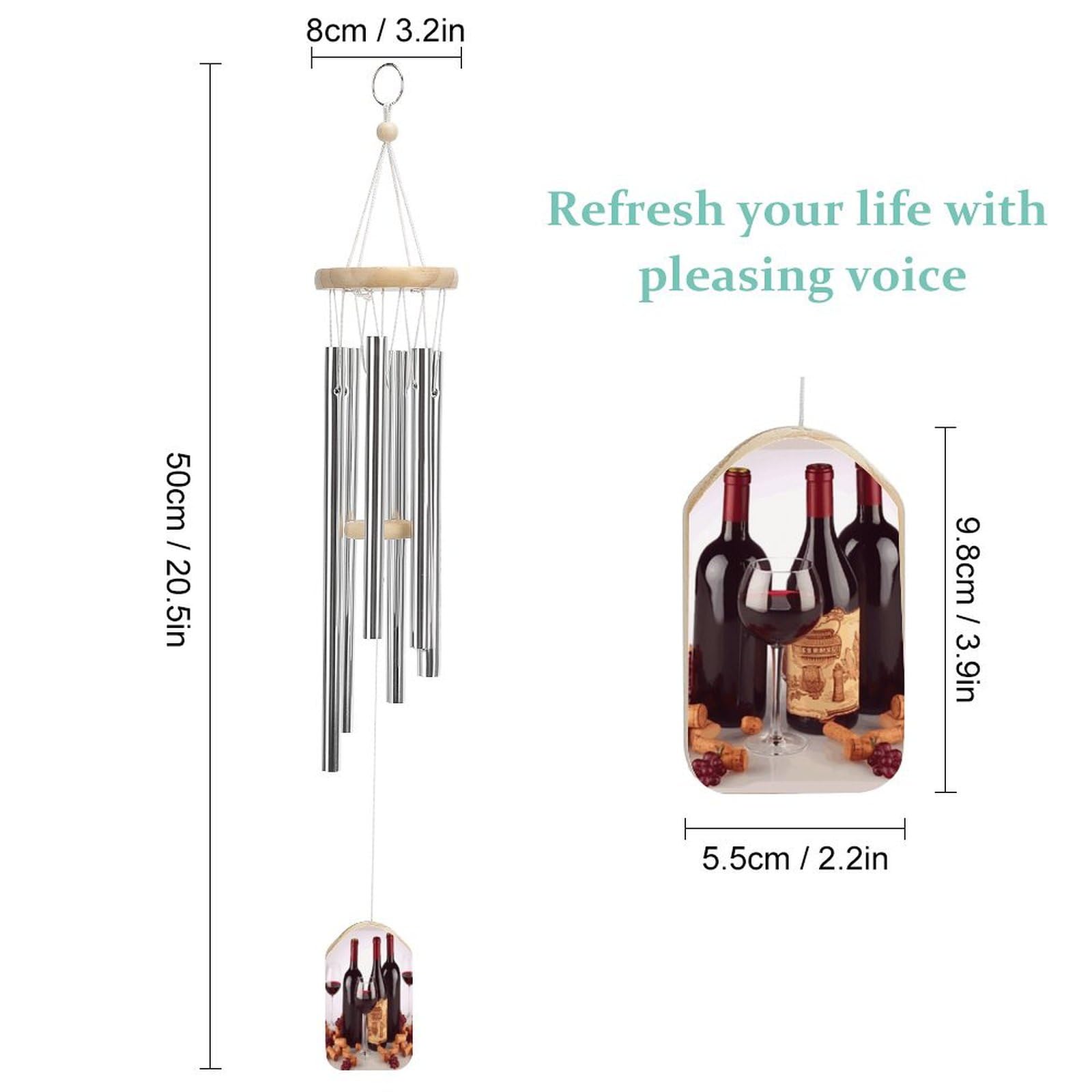 Outdoor Wind Chimes, Red Wine Printed Wind Chimes,Simple Wind Chimes,Curtain Wind Chimes for Home Decoration