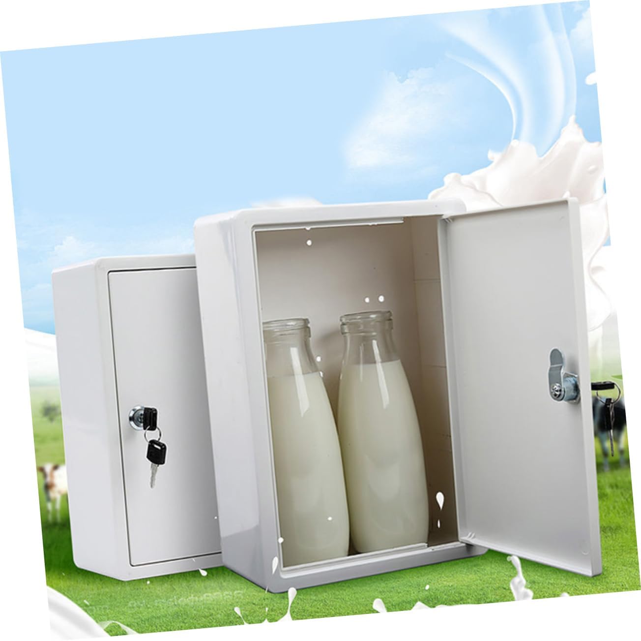 Veemoon Wall Mount Milk Box Lock Outdoor Box for Fresh Milk Plastic Package Locker for Porch Use Random Color