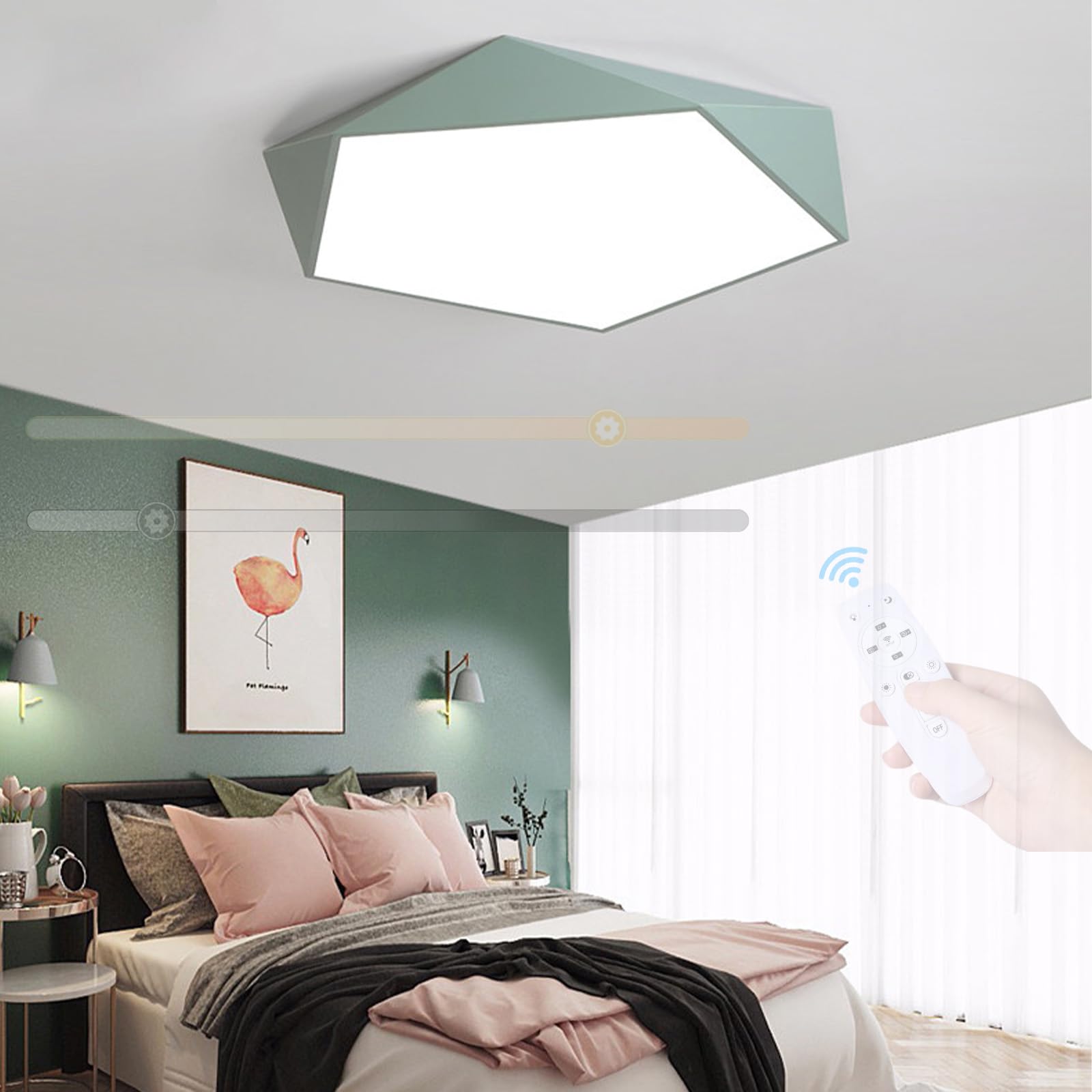 Plafonniers LED modernes salon variateur de lumière télécommandé 3000K
