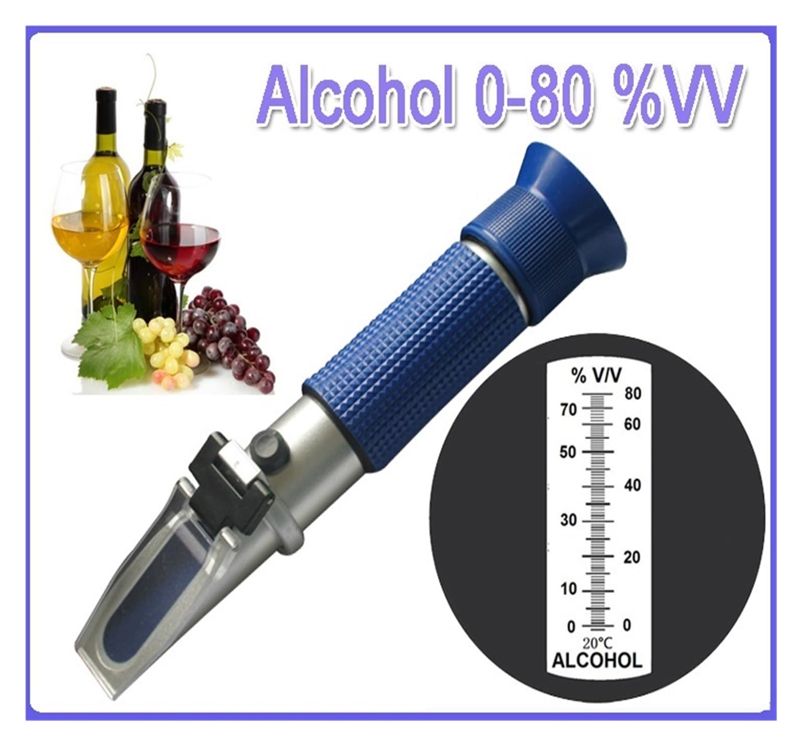 0-80% Concentración De Vino Refractómetro Azul Respuesta RáPida