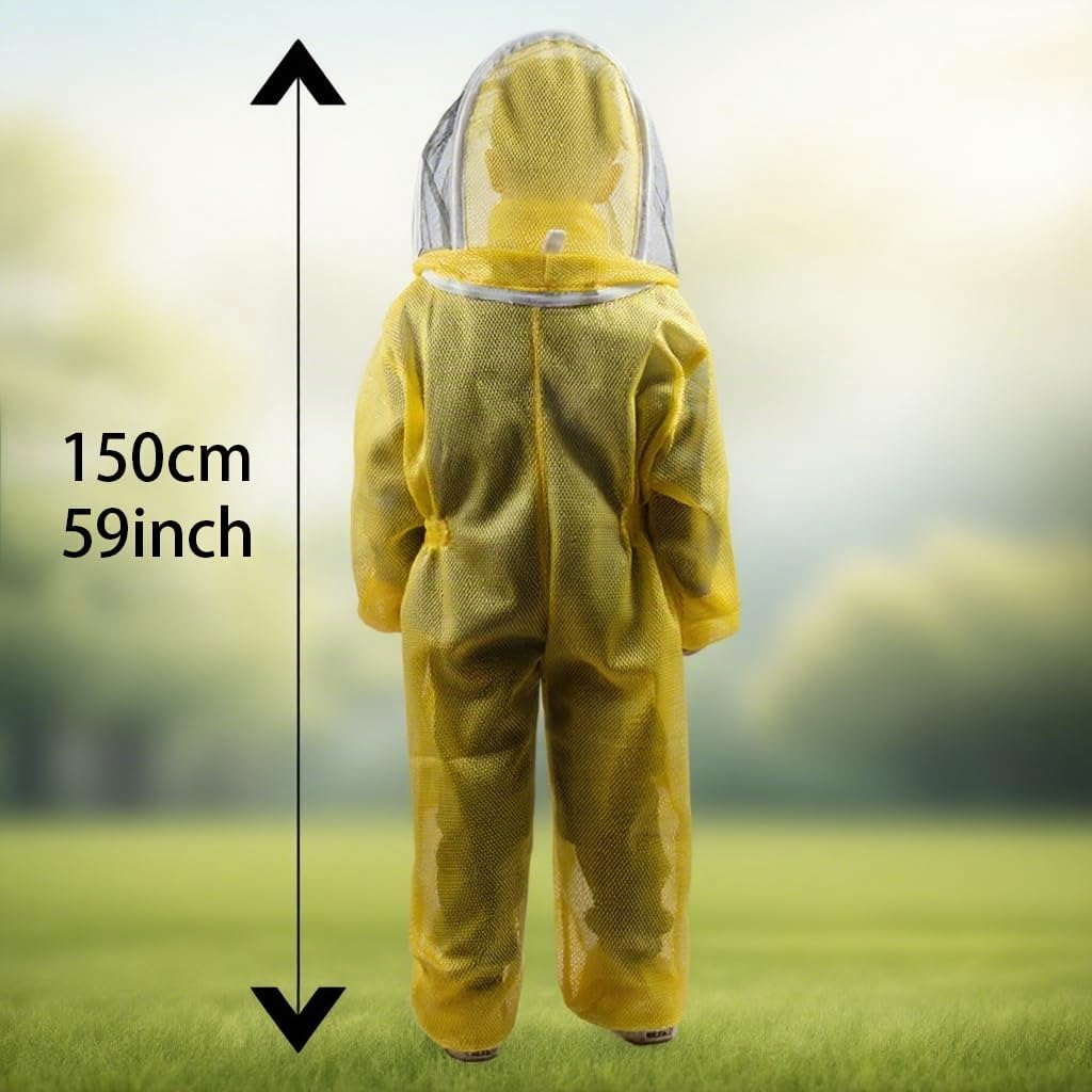 ZffXH Combinaison d'apiculture ventilée, 150 cm, costume d'apiculture pour enfants, costume de protection des abeilles ventilé, déguisement d'apiculteur, voile de clôture autoportant, vêtements de